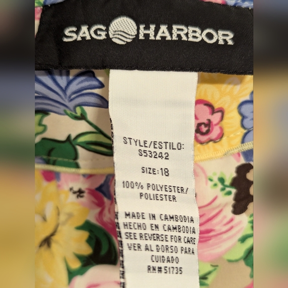Sag Harbor Pink And Blue floral skirt ruffle hem size 18 - Picture 5 of 8
